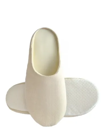 Women's Closed White Hotel Slippers Thick Sole