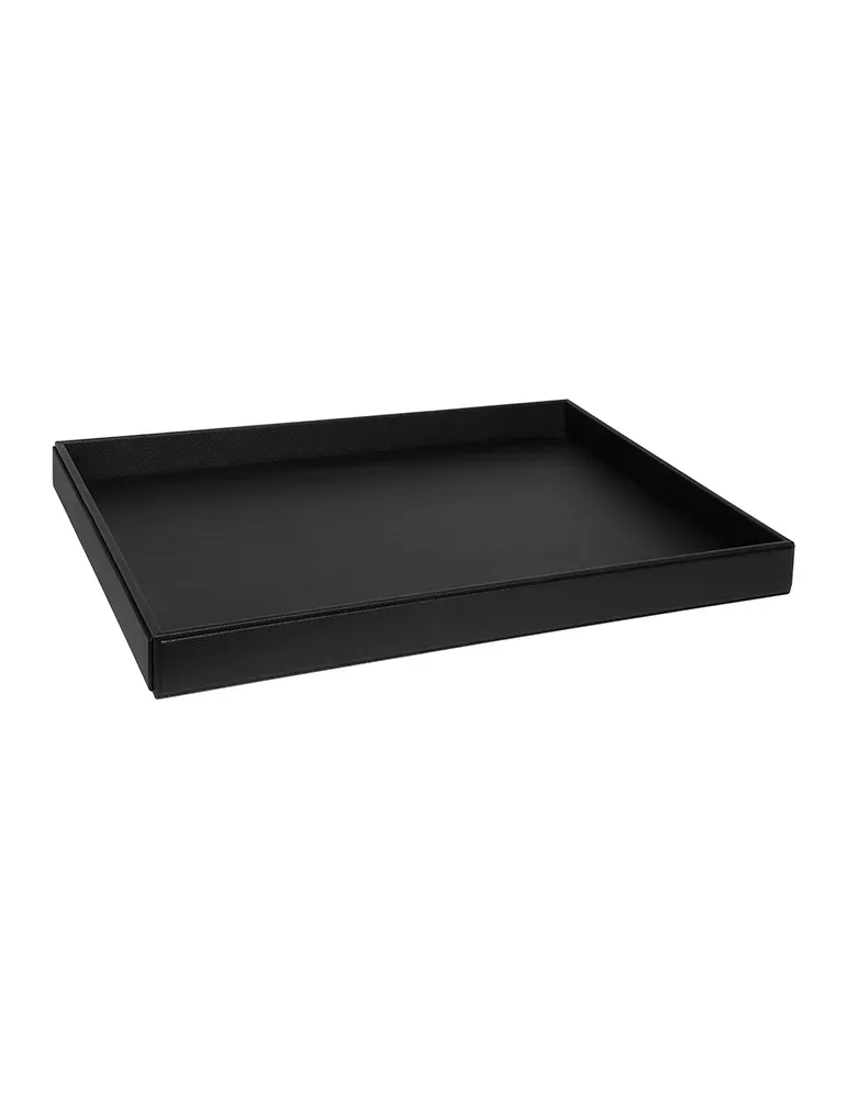 Bandeja de cortesía grande Highland de cuero negro | Merveyl