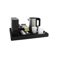 Bandeja de cortesía grande Highland de cuero negro | Merveyl