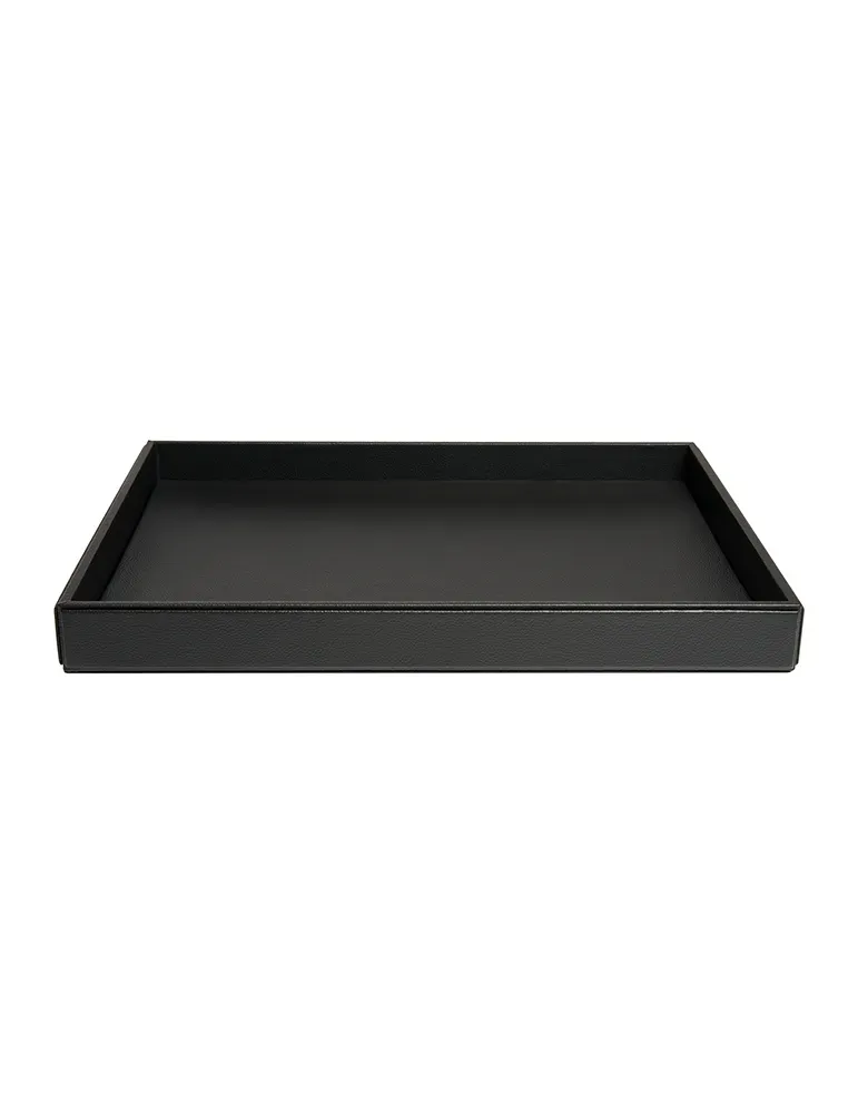 Bandeja de cortesía grande Highland de cuero negro | Merveyl
