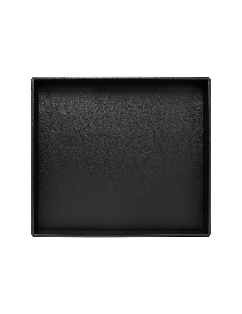 Bandeja de cortesía grande Highland de cuero negro | Merveyl