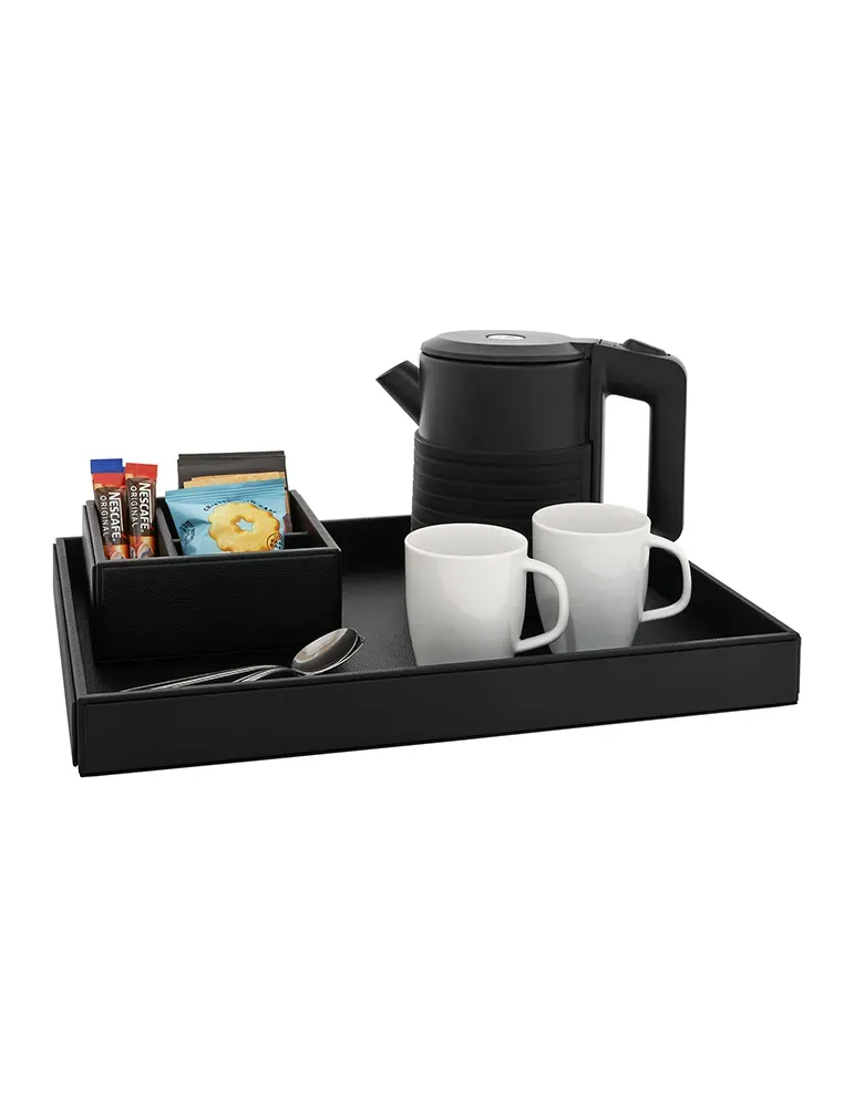 Small Welcome Tray Highland Black Leather for hotels