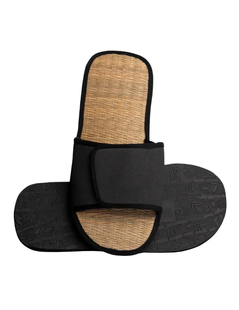 Unisex Black Straw Spa Sandals I'm Green | Merveyl