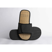 Sandal bio-based I'm green in black with straw for hotels