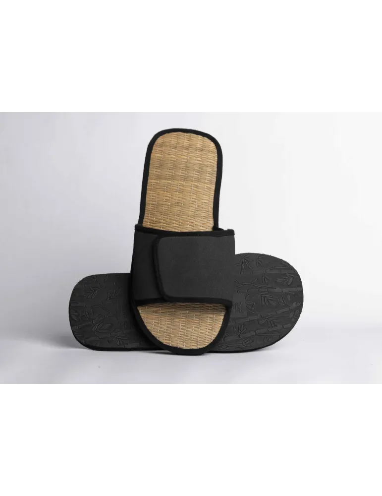 Sandales Paille Mixtes Noires I'm Green | Merveyl