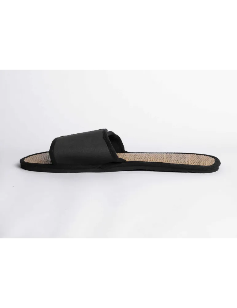 Sandal bio-based I'm green in black with straw for hotels