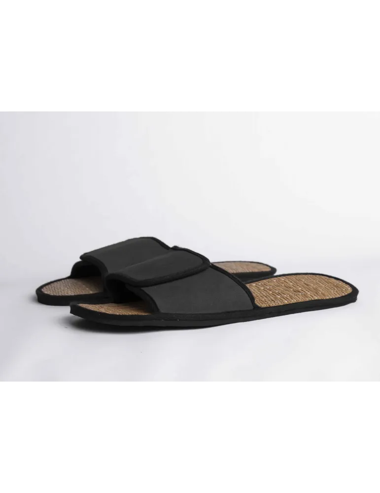 Unisex Zwarte Rietstro Sandalen I'm Green | Merveyl