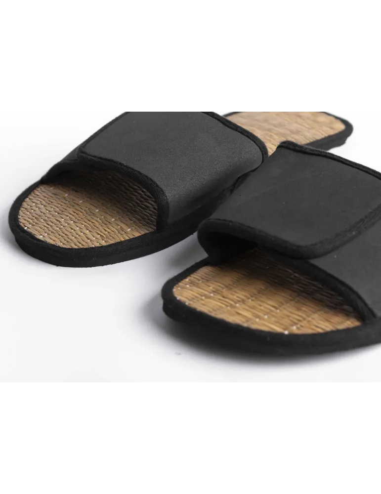 Sandales Paille Mixtes Noires I'm Green | Merveyl