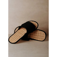 Unisex Black Straw Spa Sandals I'm Green | Merveyl