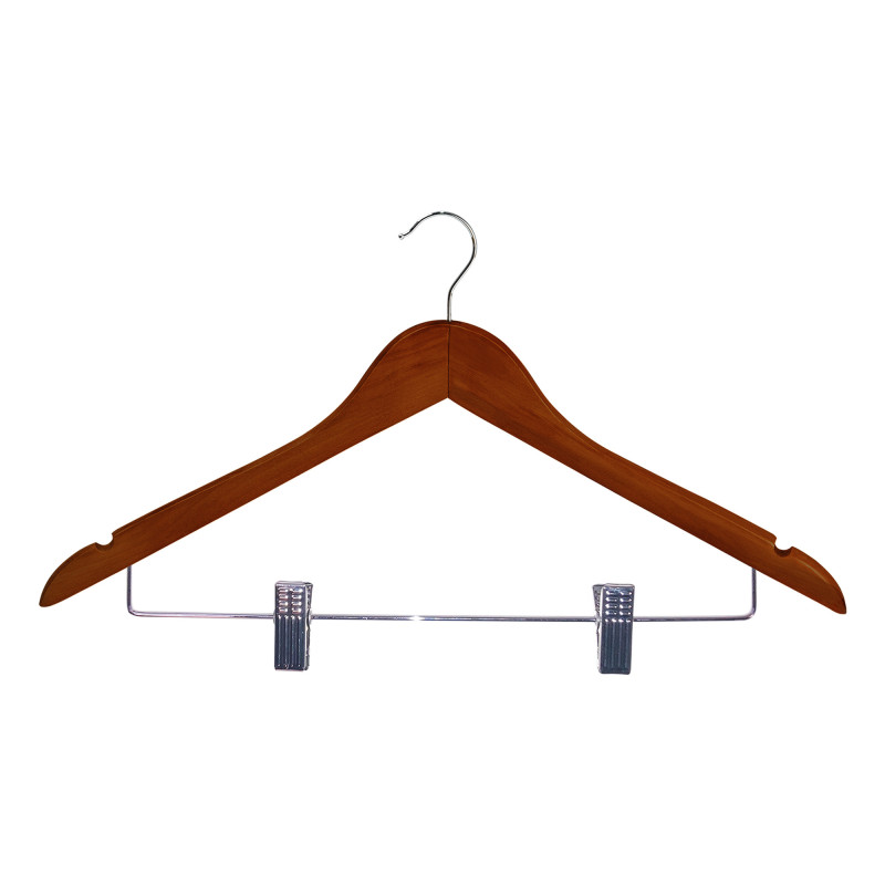 Percha de madera Burlington con pinzas para hotel | Merveyl