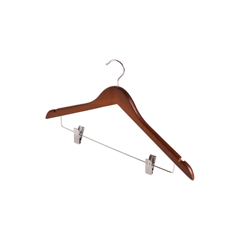Percha de madera Burlington con pinzas para hotel | Merveyl