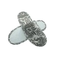Dark Grey Floral Slippers - EU Origin