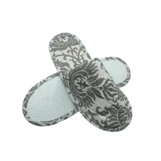Chaussons motif floral gris foncé - Origine EU
